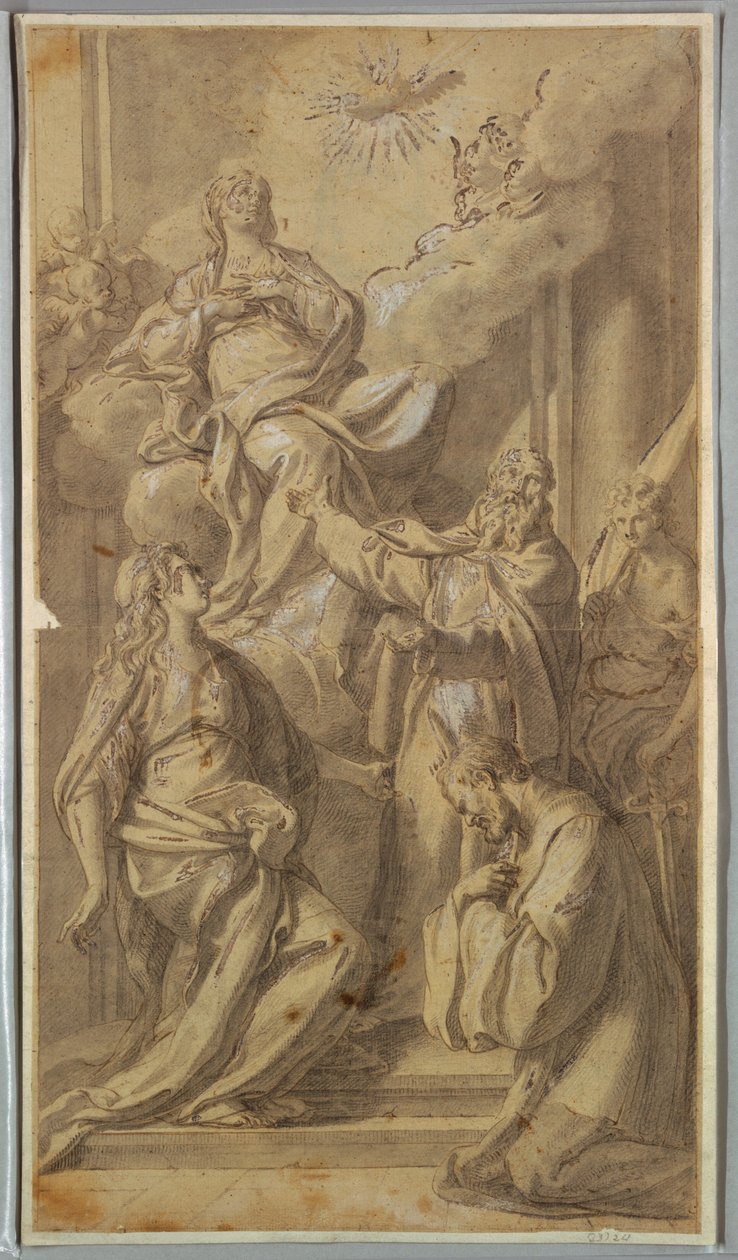 Desenho, Madonna e Santos, ca. 1730 de Sebastiano Conca