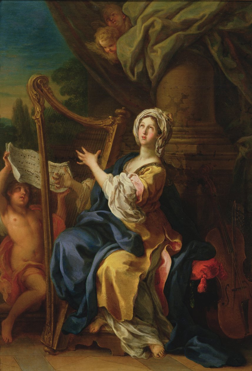 Santa Cecília, 1733 (óleo sobre cobre) de Sebastiano Conca