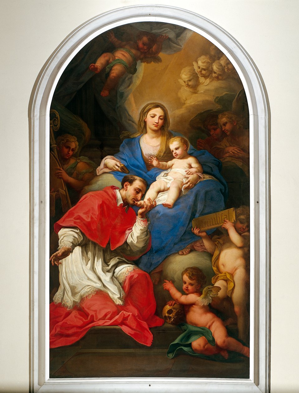 A Virgem e São Carlos Borromeo de Sebastiano Conca (1680-1764) Aula Magna (teatro de palestras) do Palácio da Universidade, Turim de Sebastiano Conca