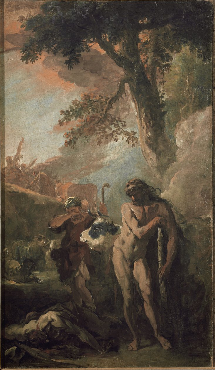 Hércules e Cacus. Esboço preparatório (óleo sobre tela de Sebastiano Ricci