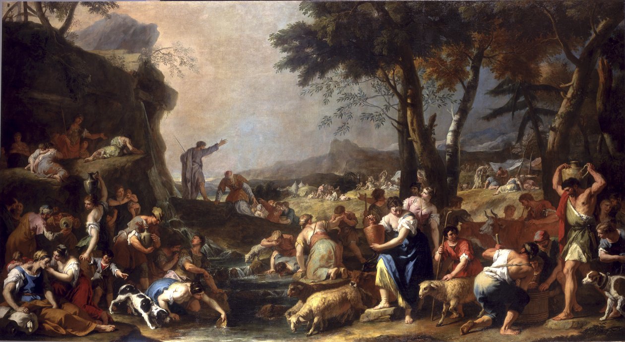 Moisés faz a água fluir da rocha, 1725-26 de Sebastiano Ricci