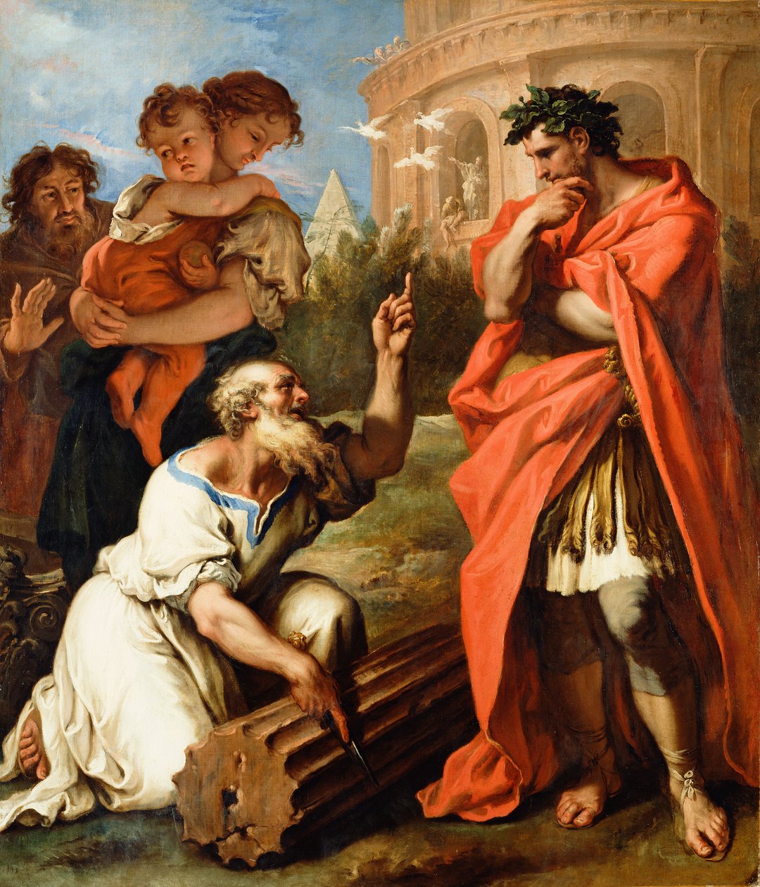 Tarquin, o Velho, consultando Attius Navius, c.1690 (óleo sobre tela) de Sebastiano Ricci