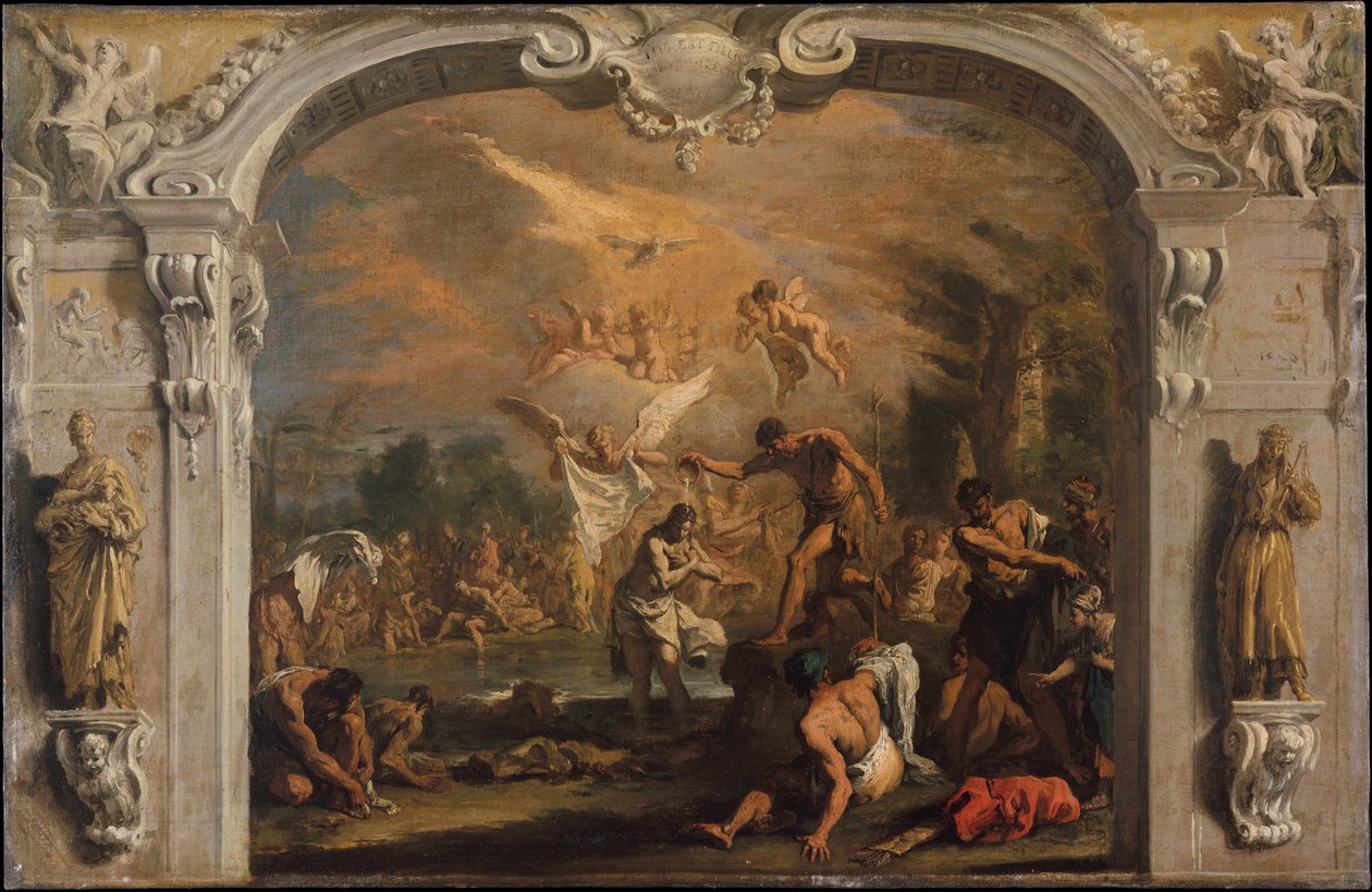 O Baptismo de Cristo, c.1713-14 (óleo sobre tela) de Sebastiano Ricci