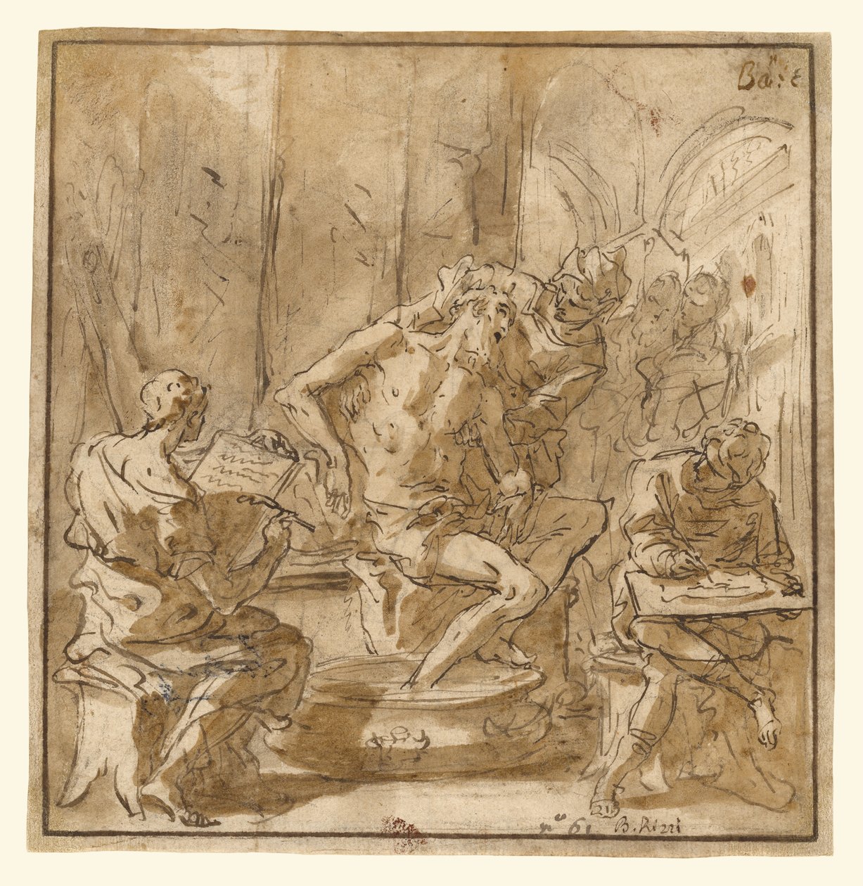 A morte de Séneca (anverso); Estudo de um homem (verso) de Sebastiano Ricci