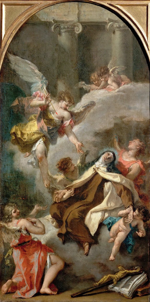 A Visão de Santa Teresa de Ávila (1515-1582) - Sebastiano Ricci (1659-1734). Óleo sobre tela, ca. 1728. Dimensão : 71,5x37 cm. Museu de História de Arte, Vienne de Sebastiano Ricci