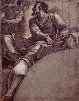 Um Profeta Dirigido por um Anjo (imprimir) de Sebastiano del (c.1485 1547) Piombo