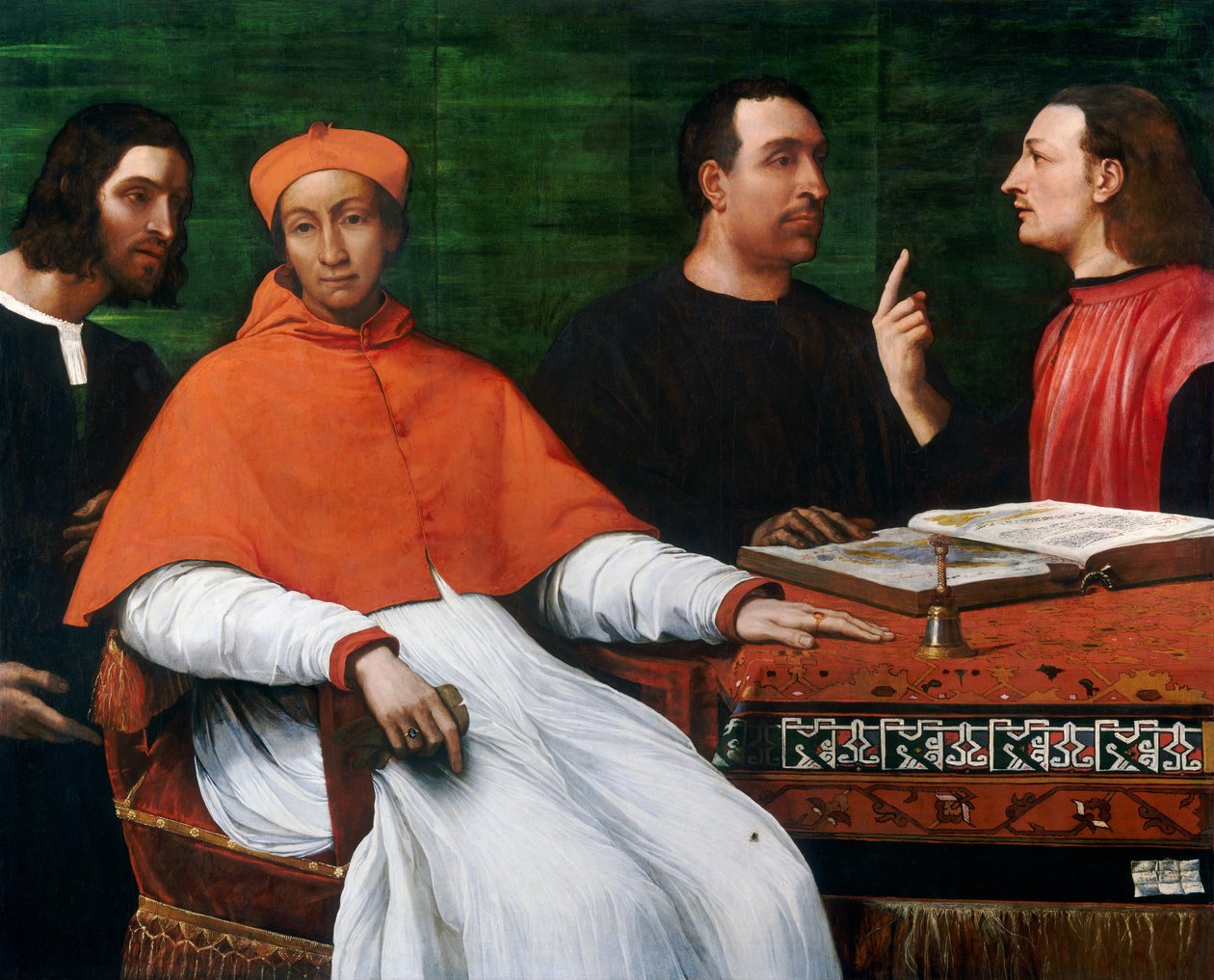 Cardeal Bandinello Sauli, seu secretário e dois geógrafos, 1516. de Sebastiano del Piombo