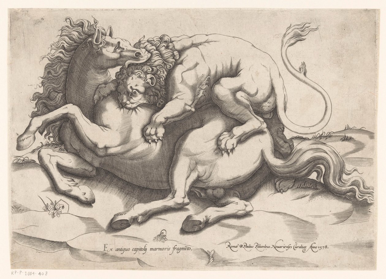 Cavalo atacado por um leão de Sebastiano di Re