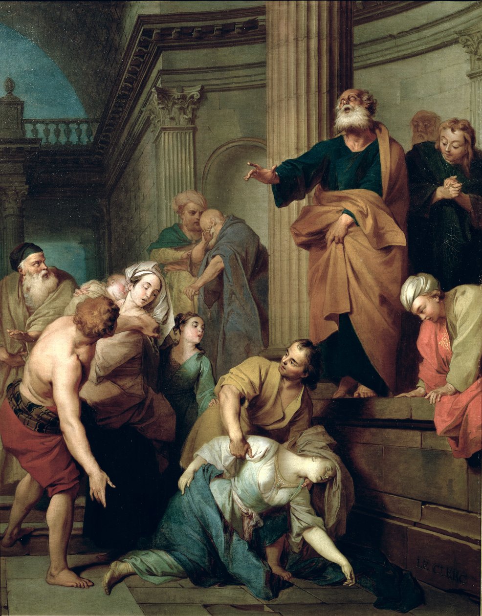 A morte de Safira, esposa de Ananius de Sebastien II Le Clerc