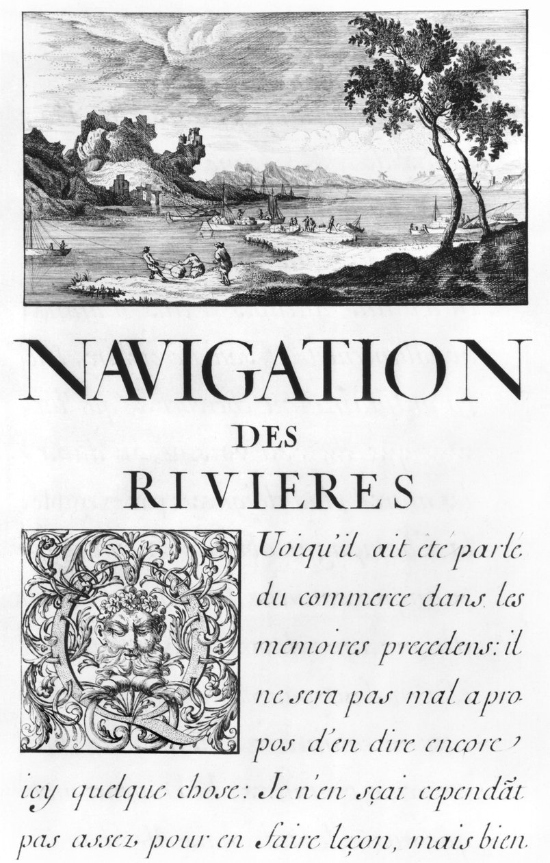 Sra. 260 vol. IV Página de rosto de &39;Navegação dos rios&39; de &39;Oisivetes de M. Vauban contendo várias Memórias de seu caminho&39; de Sebastien Le Prestre de Vauban