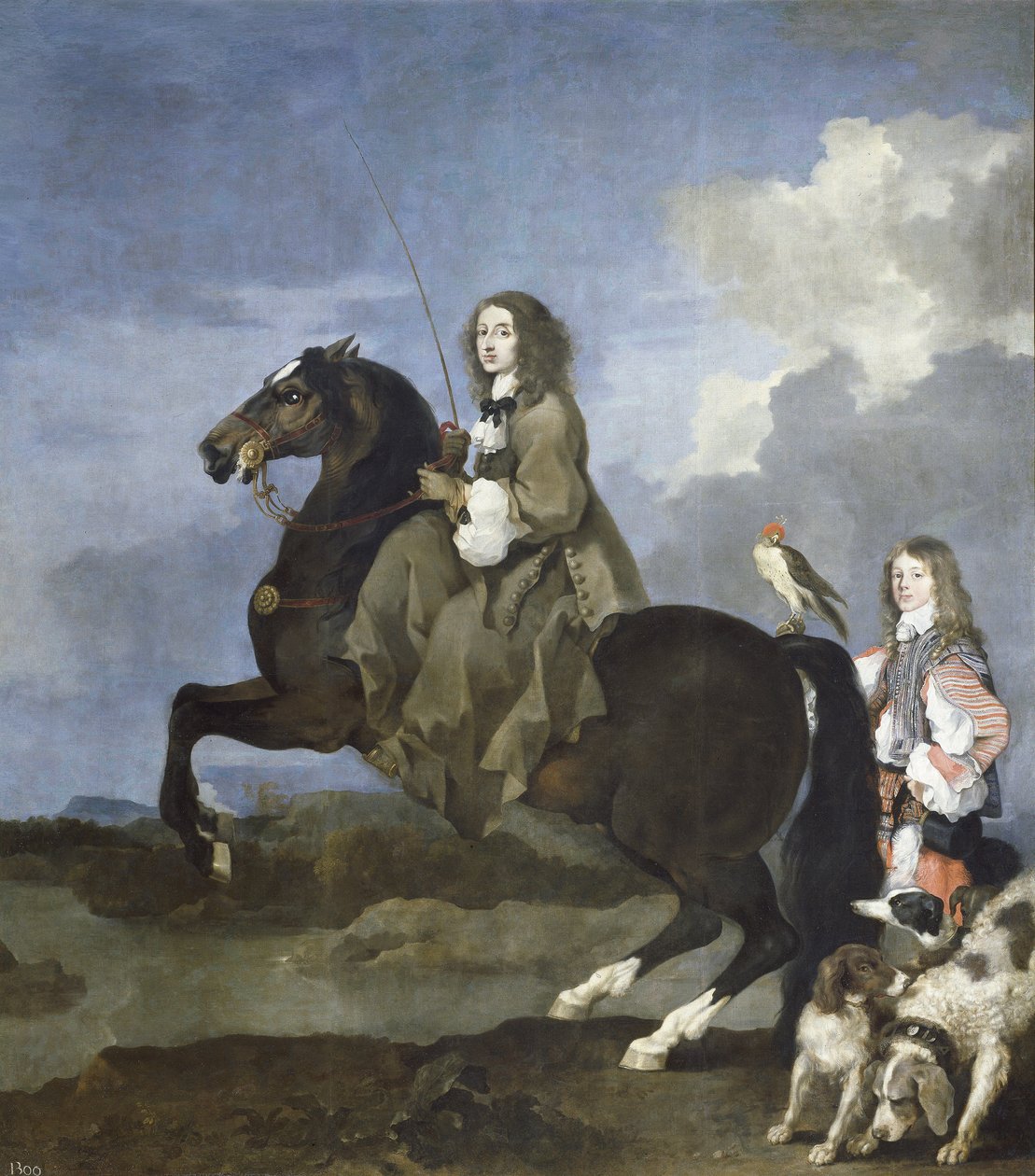 Portrait de Christine de Suede a cheval (1626-1689), reine de Suede - Christina of Sweden (1626-1689) on Horseback - Peinture de Sebastien Bourdon (1616-1671) de Sébastien Bourdon