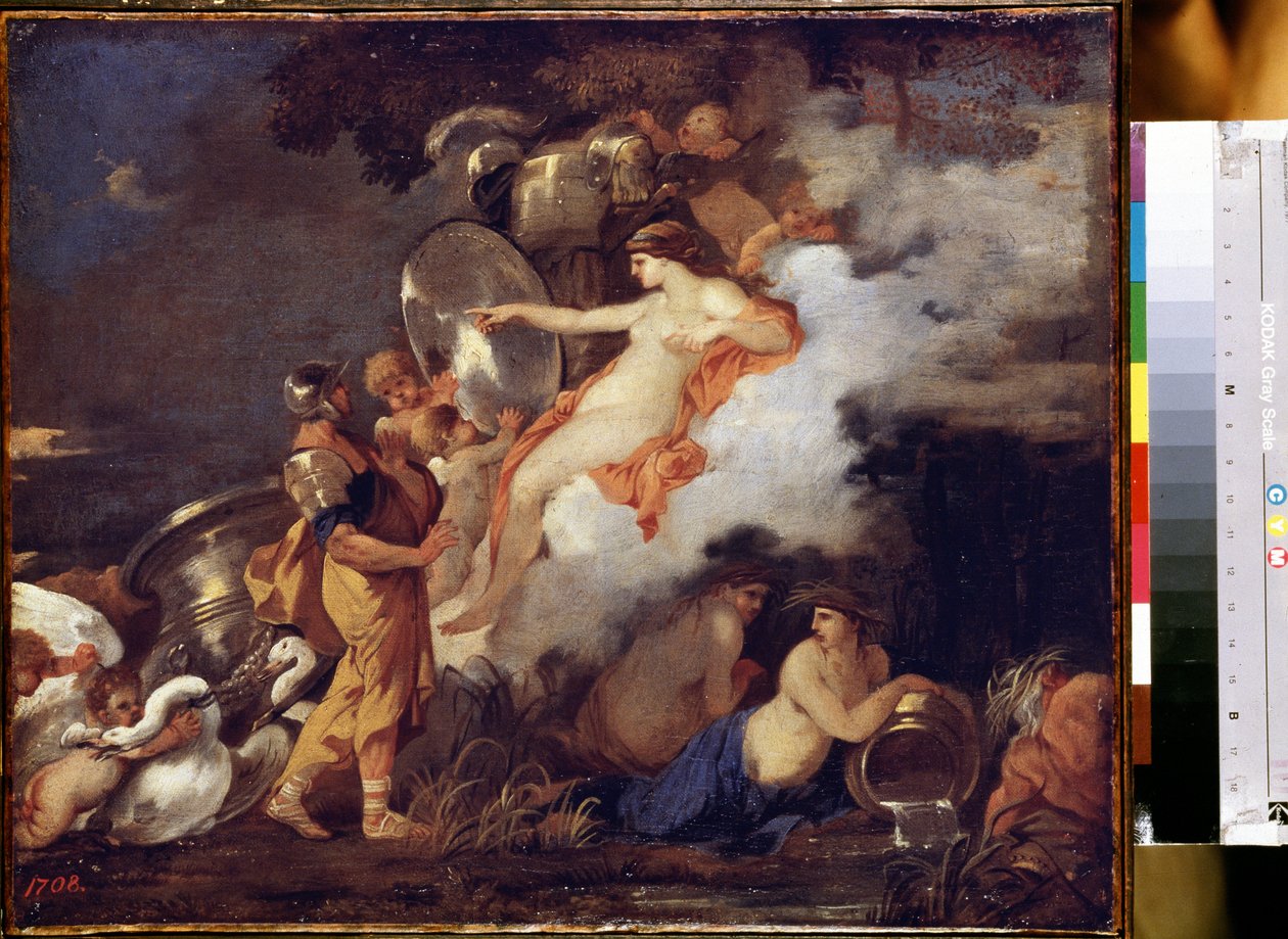 "Vênus e Enéias" (Vênus e Enéias) Vênus aparecendo para seu filho Enéias para ajudá-lo em sua jornada. Pintura de Sebastien Bourdon (1616-1671) 1650-1660 Dim. 45,5x54,5 cm Museu Hermitage, São Petersburgo de Sébastien Bourdon