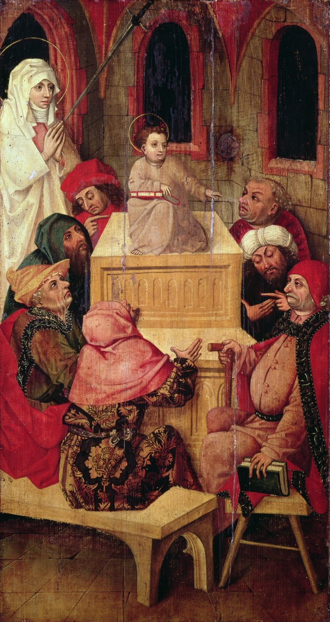 Os doze anos de idade Jesus no templo (tempera no painel) de Second Master of Aranyosmarot