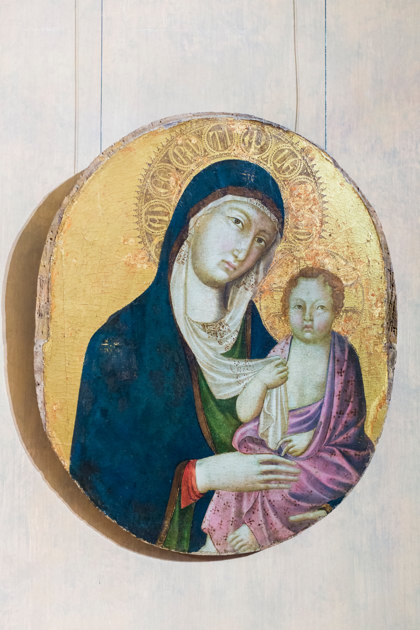 Madonna e criança (tempera no painel) de Segna di Bonaventura