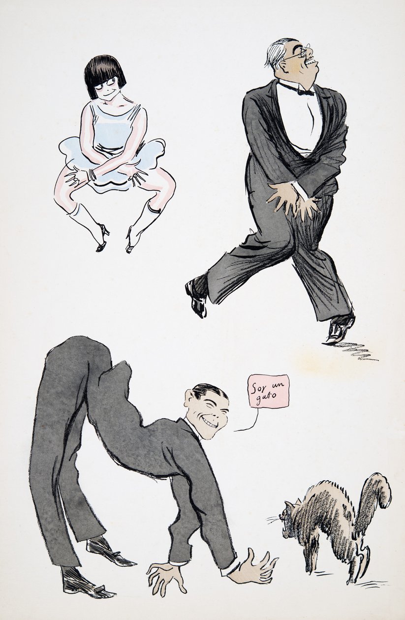 Demonstração de vários movimentos modernos de pernas para a música, de White Bottoms, pub. 1927 (impressão de bloco de cor) de Sem