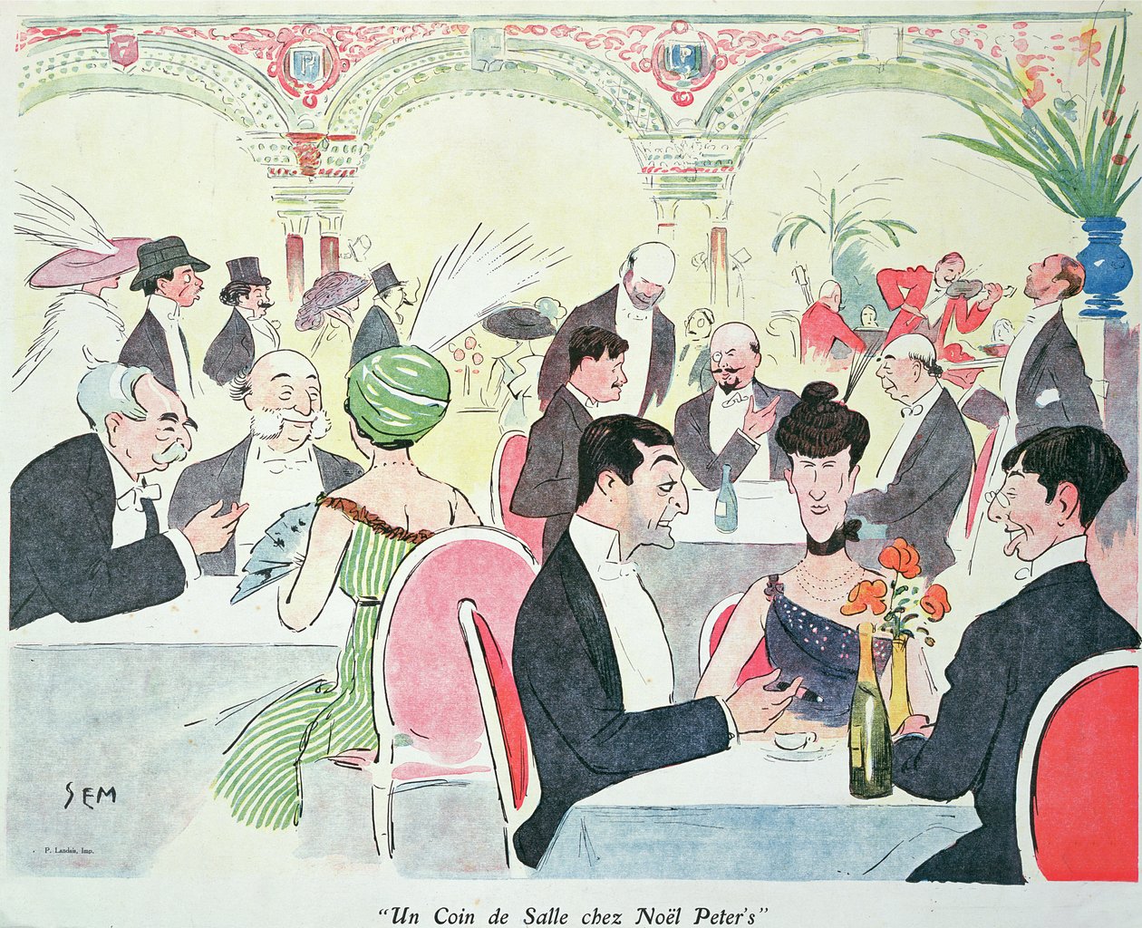 O restaurante de Noel Peter em Paris, 1914 de Sem