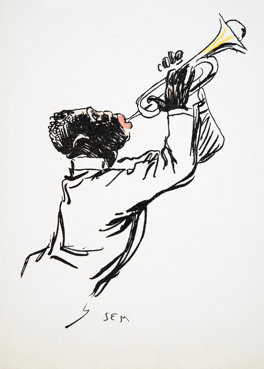 Saxofonista, de White Bottoms, pub. 1927 (impressão de bloco de cor) de Sem