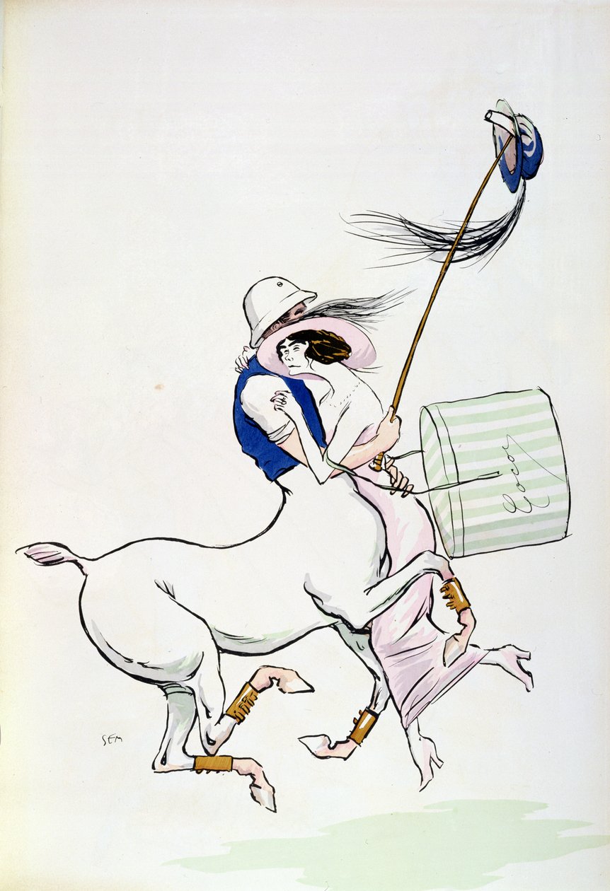 Tangoville sur Mer, caricatura de Coco Chanel (1883-1971) dançando com Arthur &39;Boy&39; Capel, 1913 de Sem