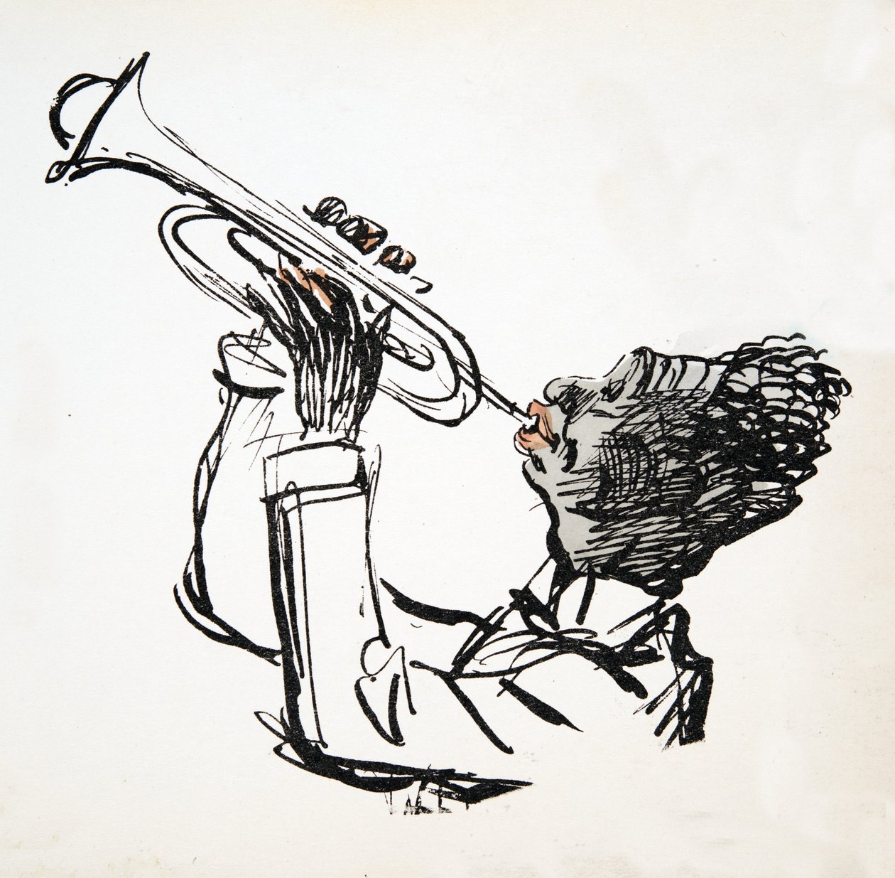 Jogador de trombeta, de White Bottoms, pub. 1927 (impressão de bloco de cor) de Sem