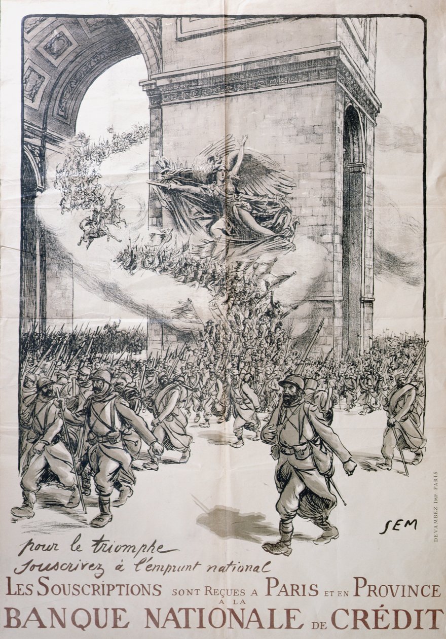 Cartaz para o Empréstimo Nacional, Banque Nationale de Credit, 1ª Guerra Mundial, 1914-18 de Sem 1863 1934 Sem 1863 1934