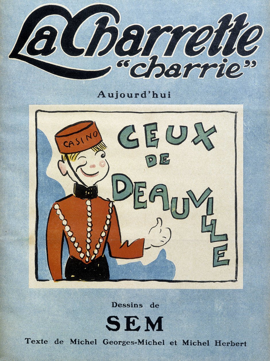Deauville casino dealer, ilustração de Sem para a capa da revista mensal "La charrette charrie" (1922). de Sem