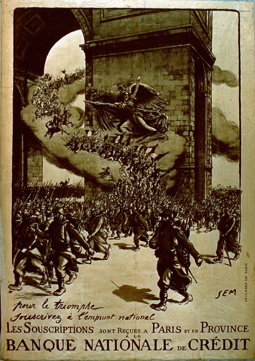 Cartaz para o empréstimo nacional francês durante a Primeira Guerra Mundial (litho) de Sem