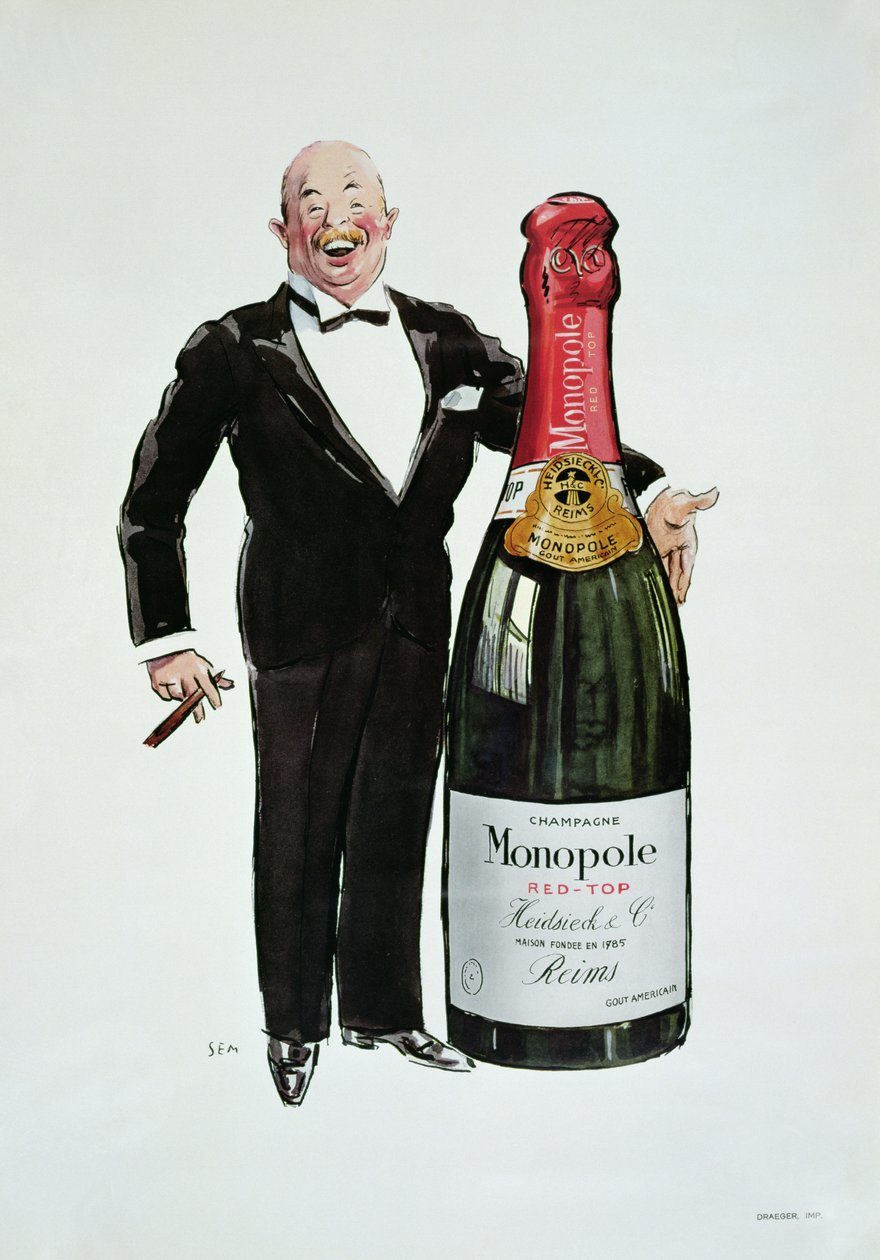 Publicidade para Heidsieck Champagne, c.1910 de Sem