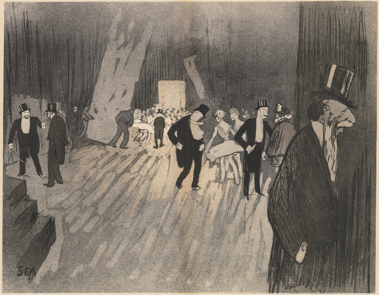 Nos bastidores do Ballet, c. 1900. de Sem