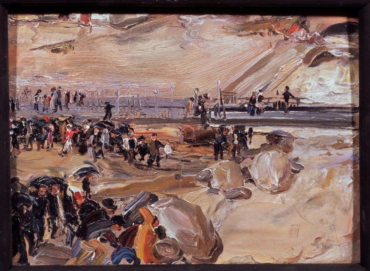 Promenade em San Remo (Itália). Trabalho de Semyon Gavrilovich Nikiforov (1877-1912), óleo sobre papelão de Semen Gavriilovich Nikiforov