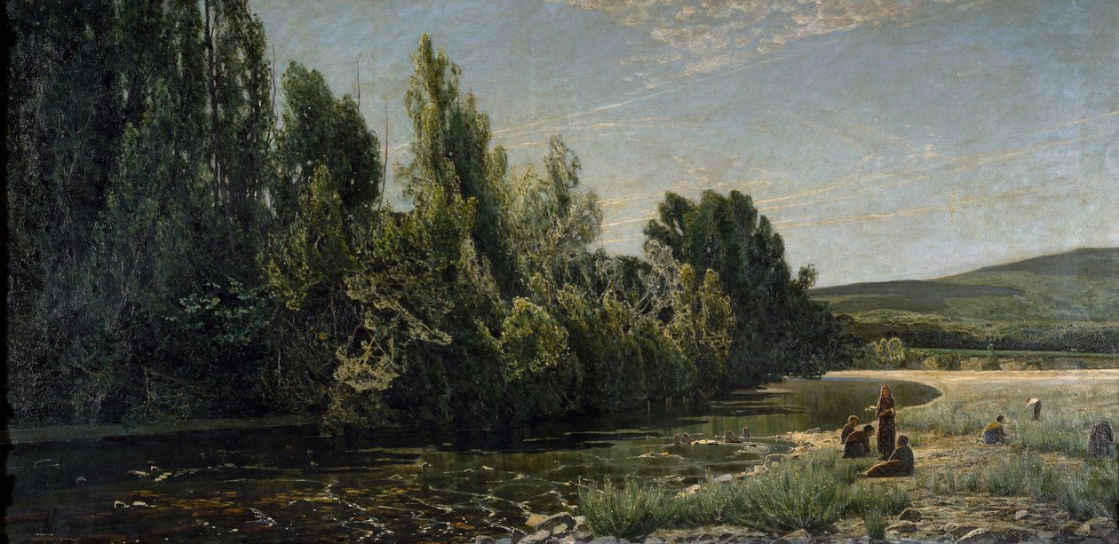 As margens do rio Bormida, Itália (óleo sobre tela de Serafin Avendano