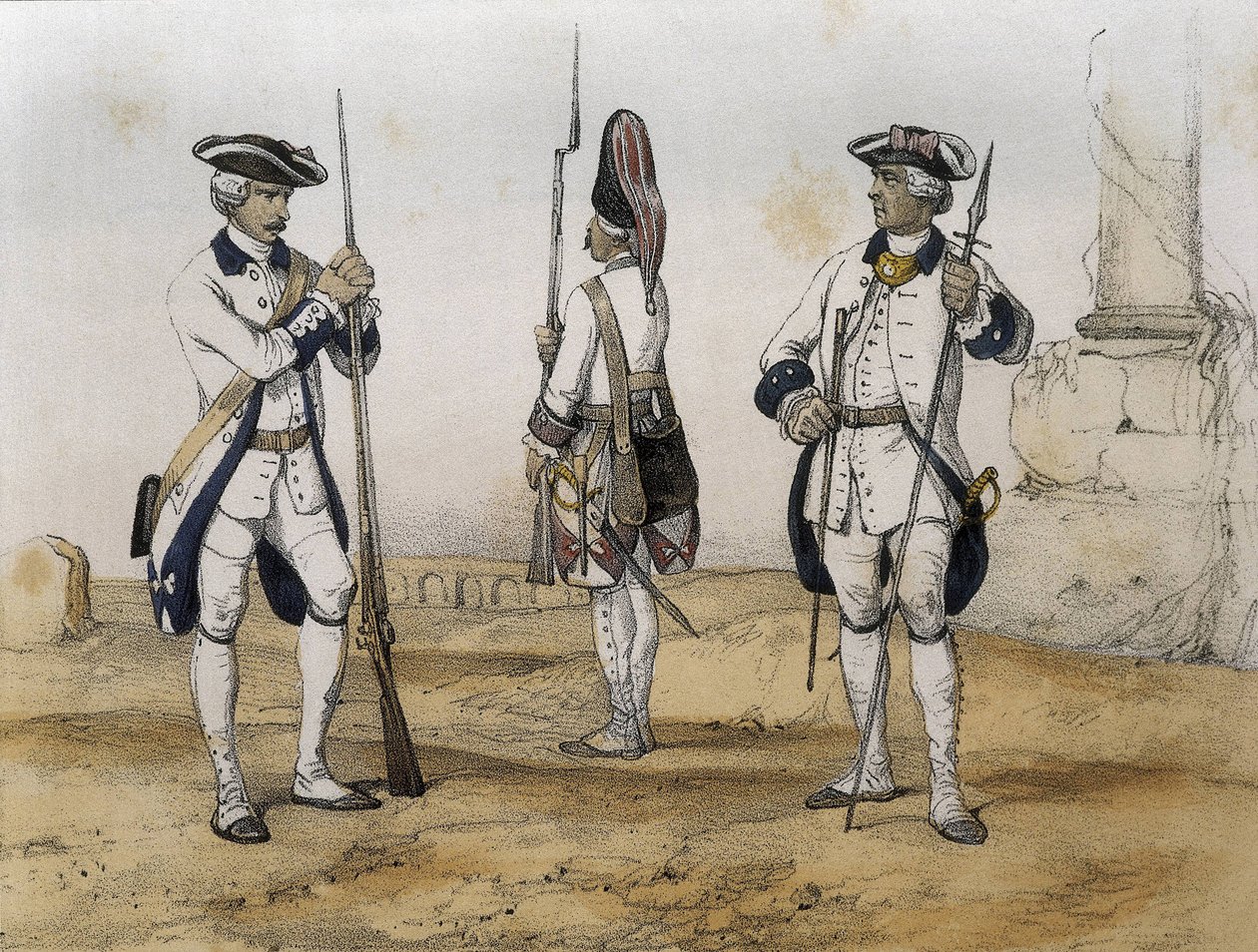 Linha Infantrymen durante o reinado de Carlos III de Espanha de Serafin Maria Earl of Clonard De Sotto