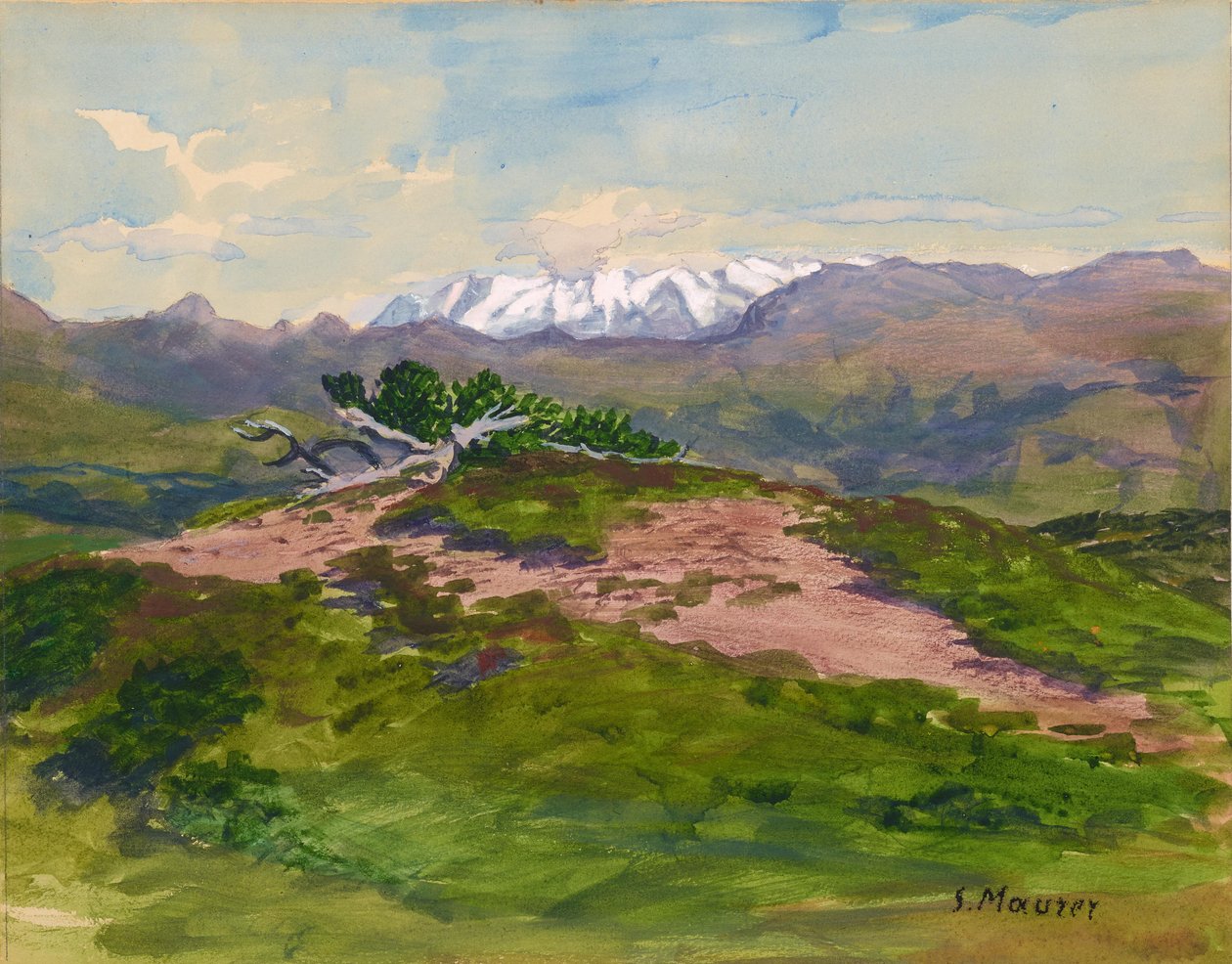 Percurso pedestre nas montanhas com vista para os Alpes de Zillertal de Serafin Maurer