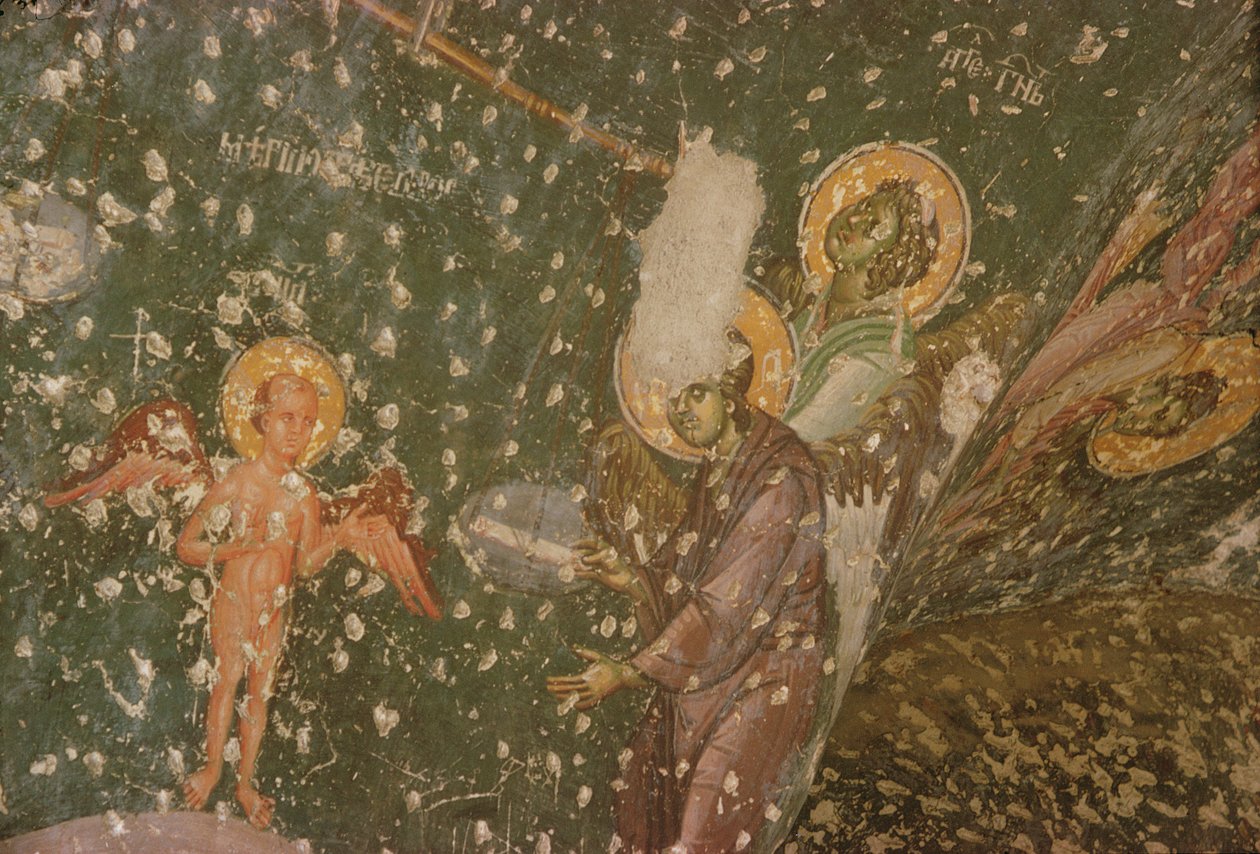 Anjos do Juízo Final, século XIV (detalhe) de Serbian School