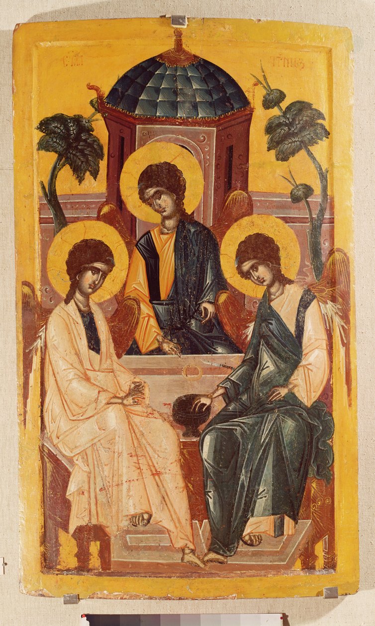 A Santíssima Trindade (tempera no painel) de Serbian School