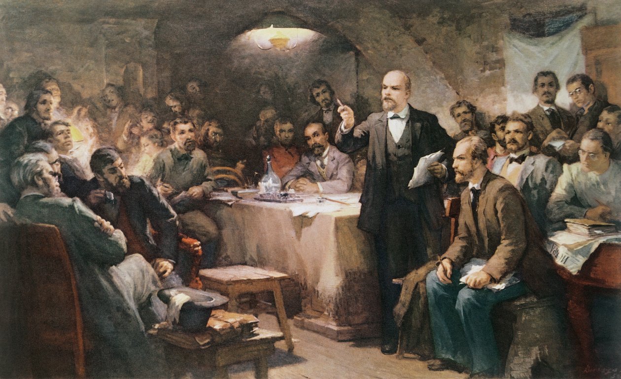 A intervenção de Vladimir Lenin (1870-1924) no 2º Congresso da RSDRP em 1903 de Sergei Arsenevich Vinogradov