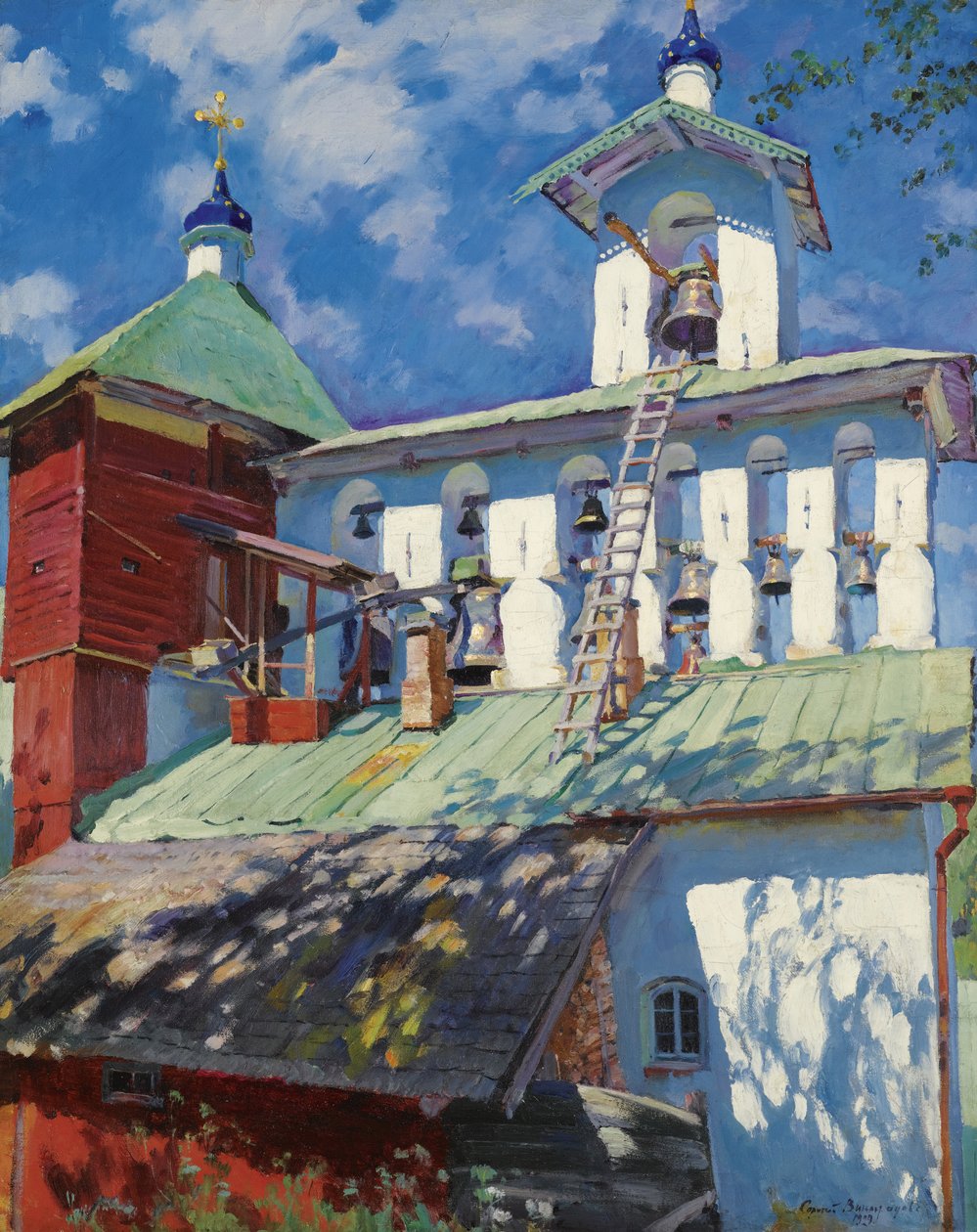 Torre sineira do mosteiro Pskovo-Pechersky de Sergei Arsenevich Vinogradov