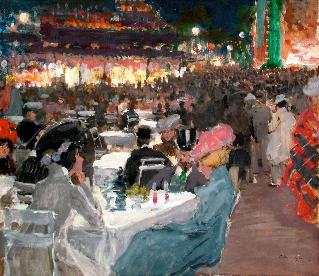 Café em Paris à noite, 1901 de Sergei Arsenevich Vinogradov