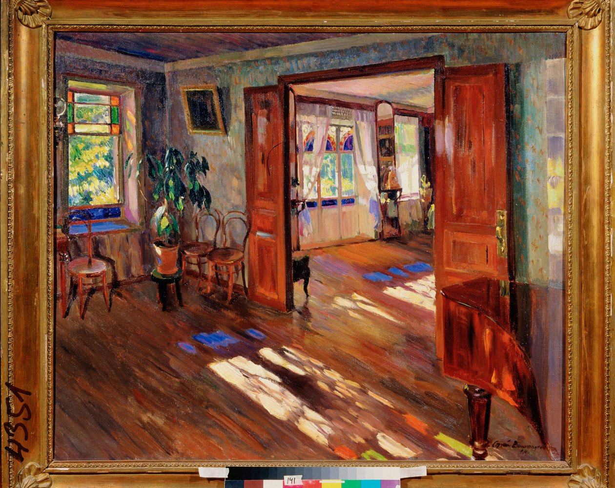 Em Uma Casa - Pintura de Sergei Arsenyevich Vinogradov (1869-1938), óleo sobre tela de Sergei Arsenevich Vinogradov