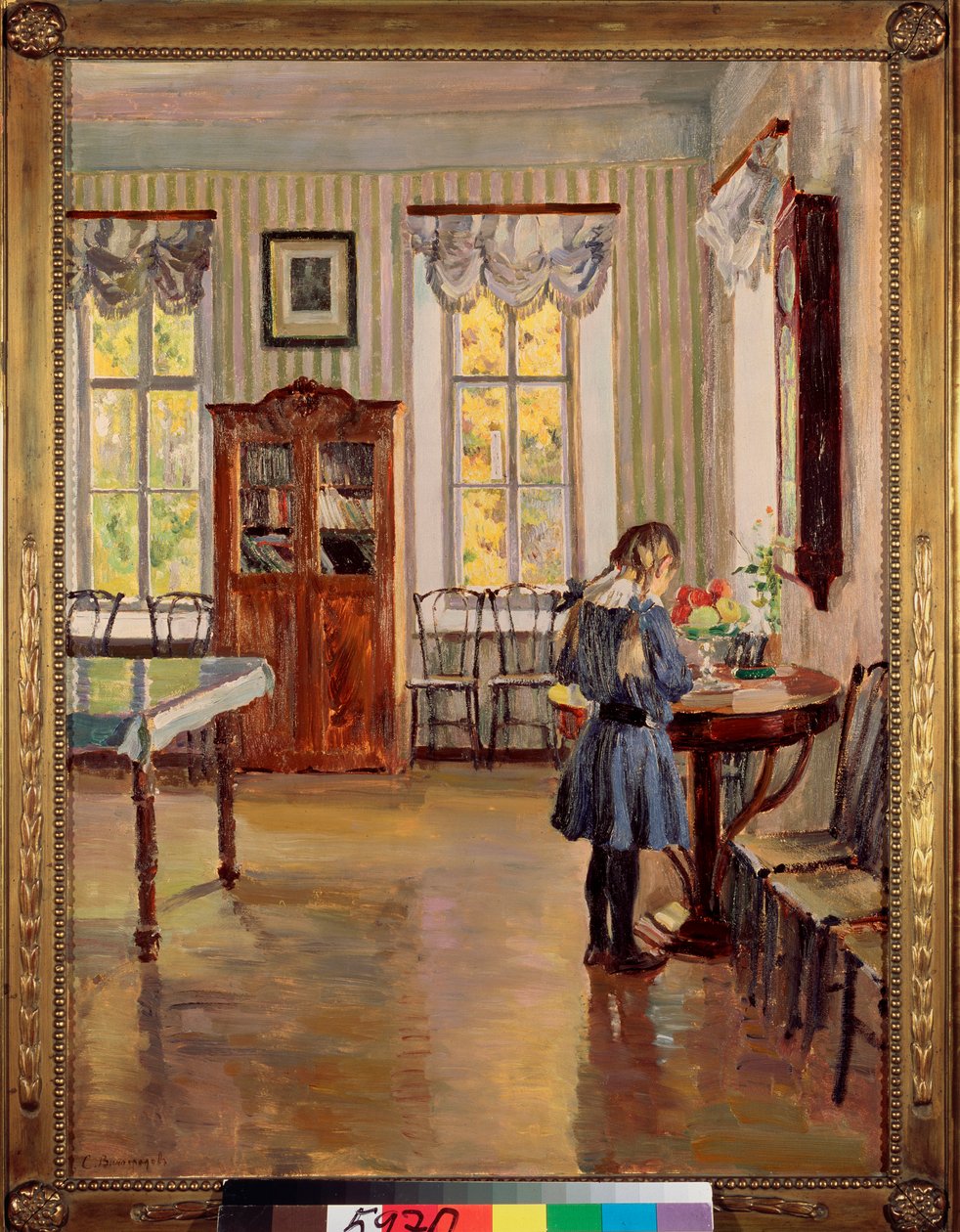 Numa Casa - Pintura de Sergei Arsenyevich Vinogradov (1869-1938), óleo sobre tela de Sergei Arsenevich Vinogradov