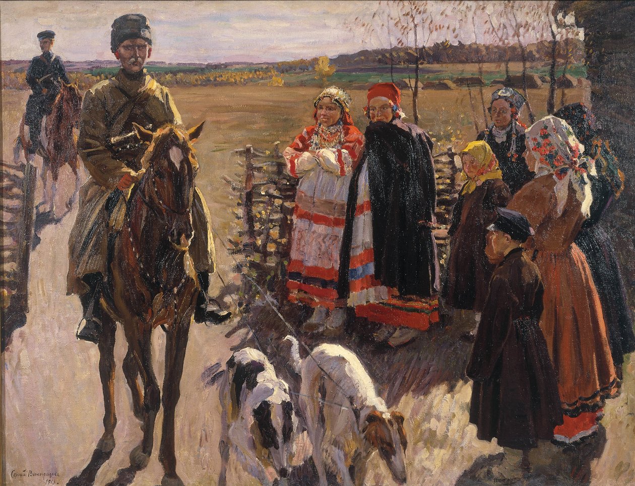 Caçadores com Borzois, 1913 de Sergei Arsenevich Vinogradov