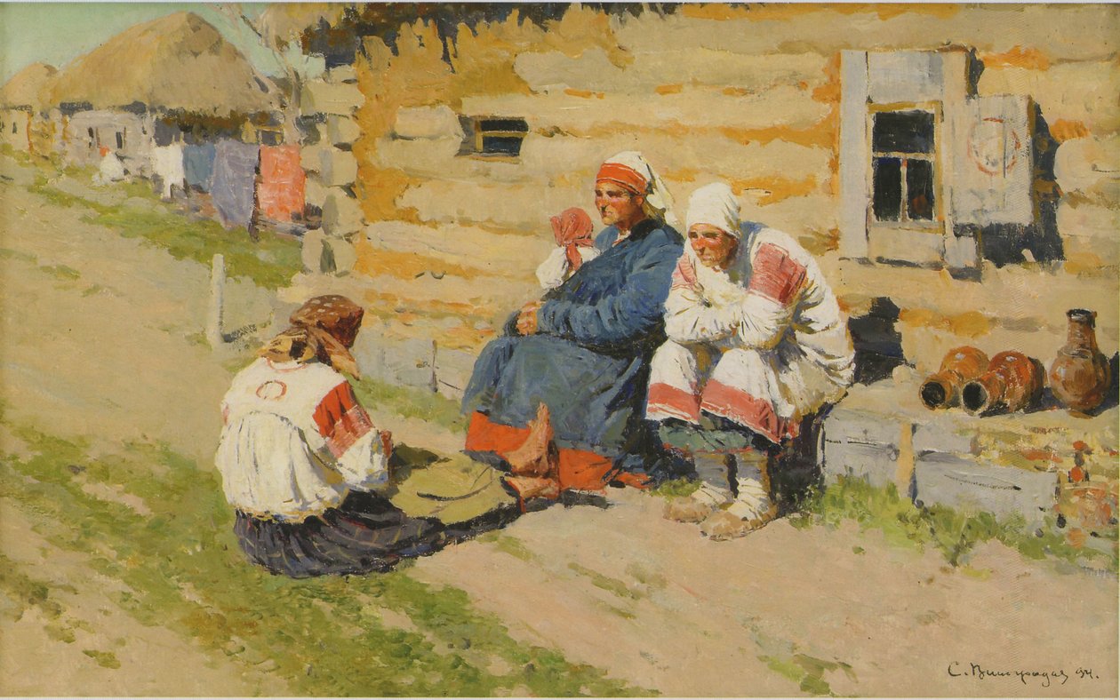 Esperando ao sol, 1894 de Sergei Arsenevich Vinogradov