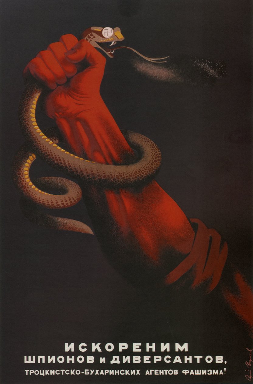 Vamos desenraizar espiões e diversionistas dos agentes trotsky-bukharinistas do fascismo!, 1937 de Sergei Dmitrievich Igumnov