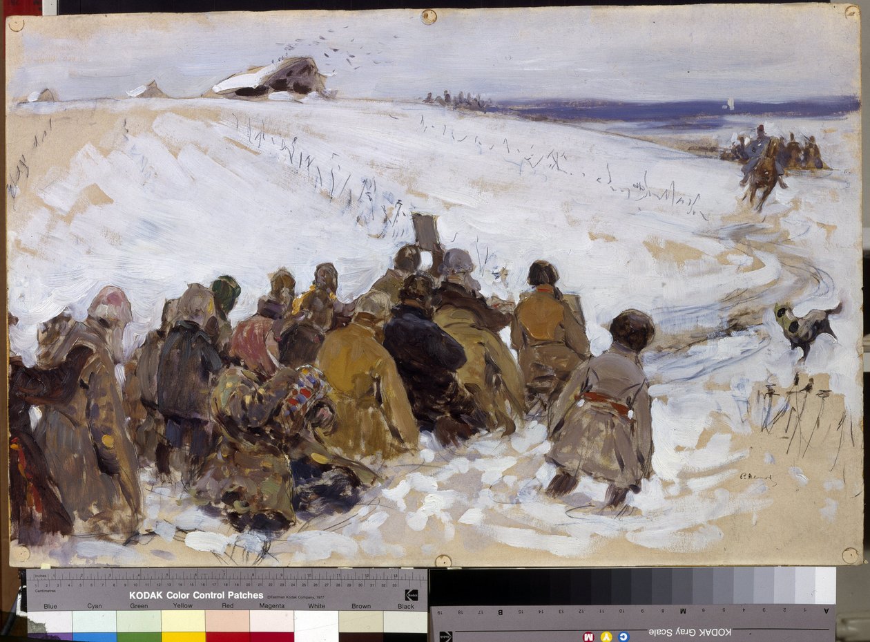 Uma expedição punitiva. Pintura de Sergei Vasilyevich Ivanov (1864-1910). Óleo sobre papelão. Moscou, Galeria Estatal Tretyakov. de Sergei Ivanovich Gribkov