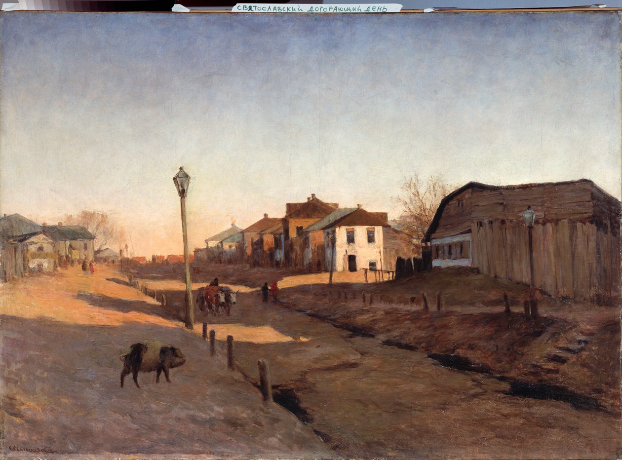 Le jour tombant (Dia de saída) - Peinture de Sergei Ivanovich Svetoslavsky (Svetoslavski) (1857-1931), huile sur toile - Art russe de Sergei Ivanovich Svetoslavsky