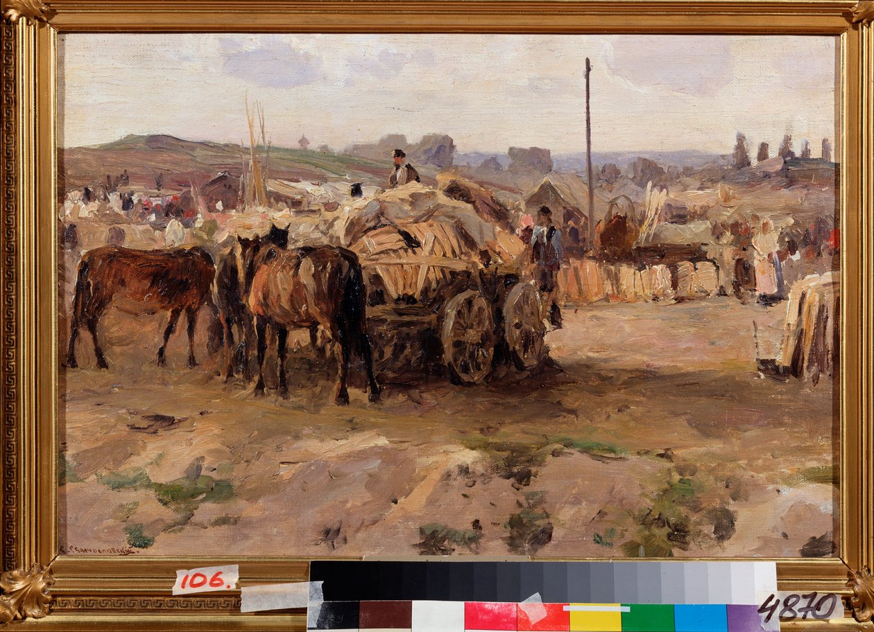 Une foire (A Fair) - Peinture de Sergei Ivanovich Svetoslavsky (Svetoslavski) (1857-1931), huile sur toile, art russe 19e siecle - Museu Estatal de Arte, Kharkov (kharkiv) (Ucrânia) de Sergei Ivanovich Svetoslavsky