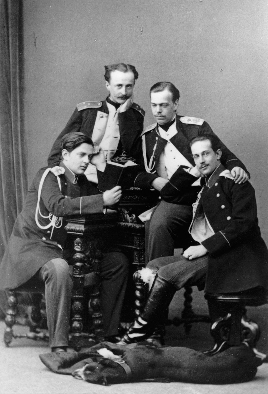 Grão-duques Alexander Alexandrovich e Vladimir Alexandrovich da Rússia, c1870-c1875 de Sergei Lvovich Levitsky