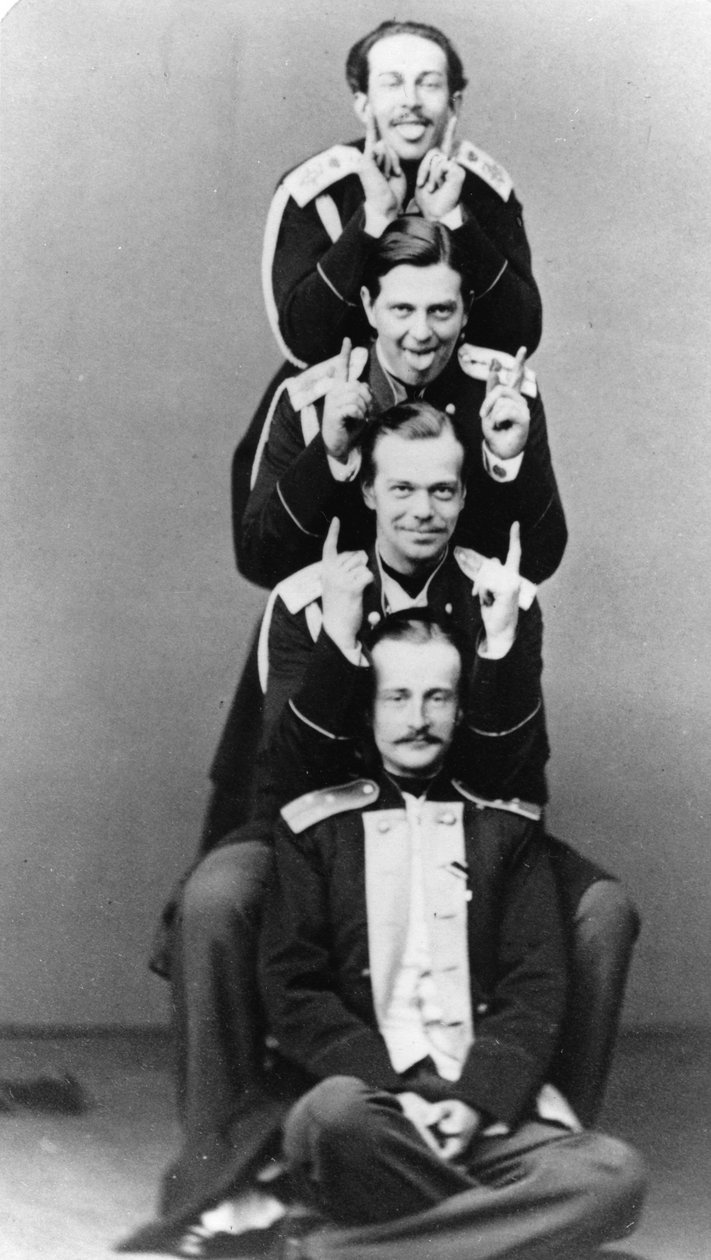Grão-duques Alexander Alexandrovich e Vladimir Alexandrovich da Rússia, c1870-c1875 de Sergei Lvovich Levitsky