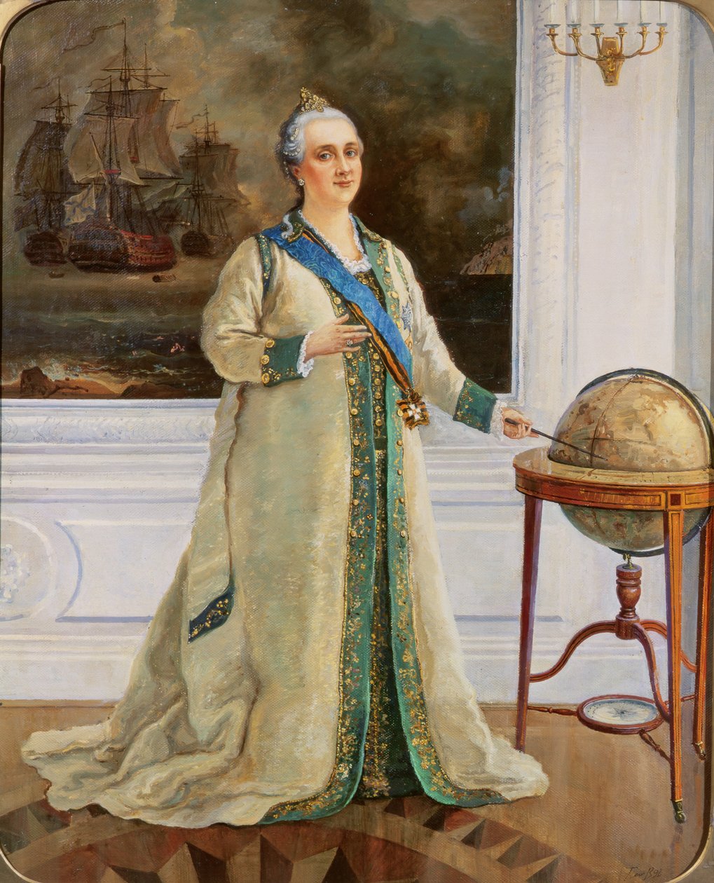Imperatriz Catherine II (1729-96) em vestido completo naval de Sergei Varlenovich Pen