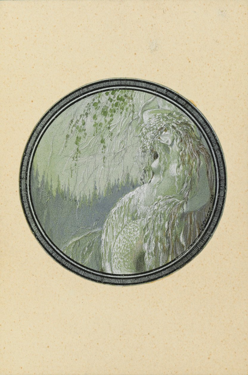 Rusalka. Ilustração do poema Ruslan e Lyudmila de A. Pushkin, 1921-1926. de Sergei Vasilevich Chekhonin