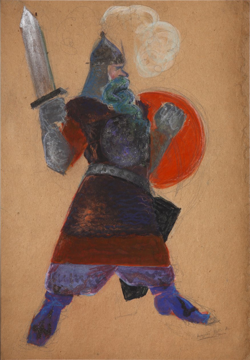 Figurino da ópera O galo de ouro de N. Rimsky-Korsakov de Sergei Vasilievich Malyutin